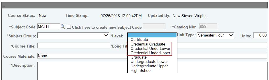 Credentialing LOI School Uploads courses with new course