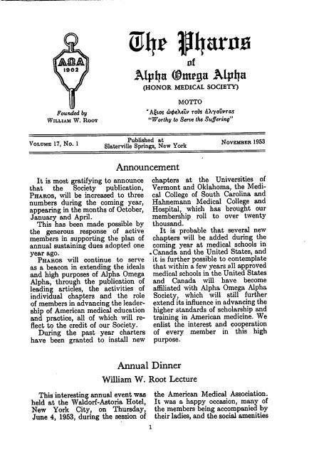 UVM COM AWA CHAPTER The Pharos- November 1953 Announcement: During the past year