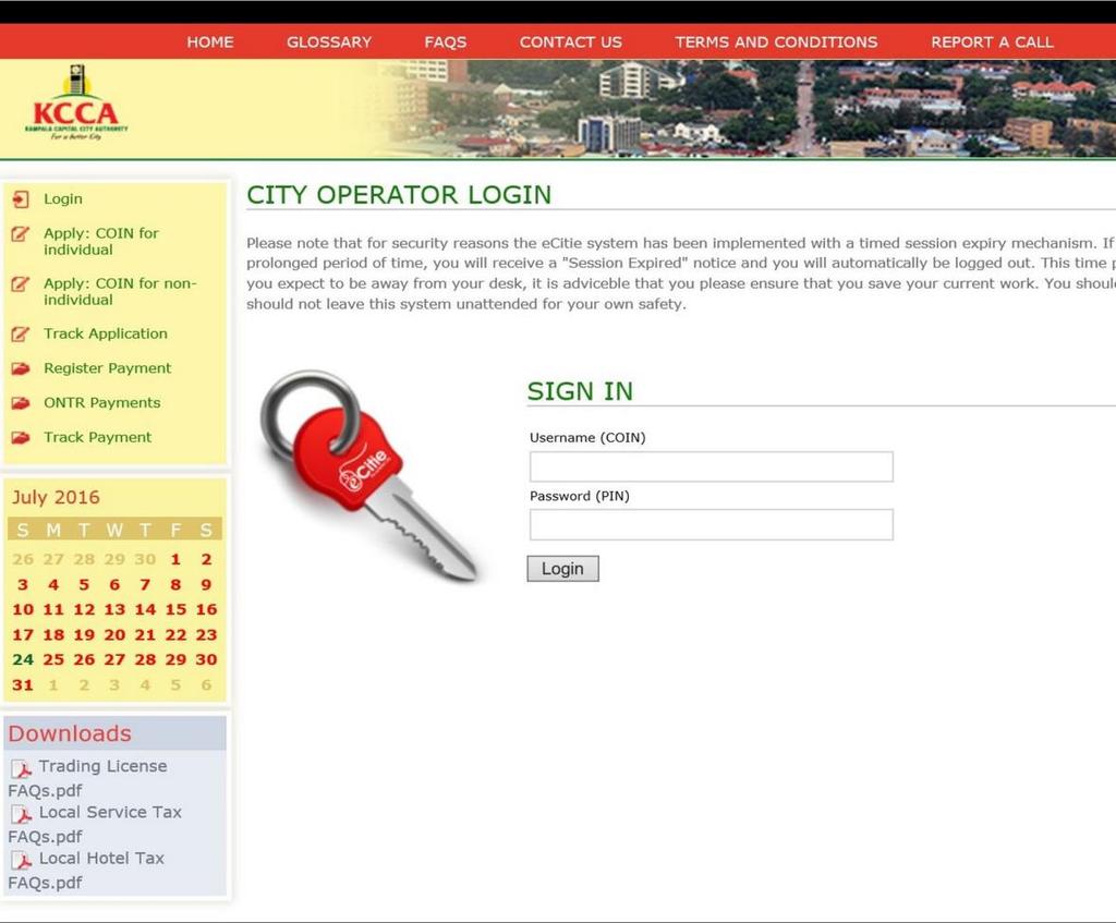 KCCA Licensing Apply for a City Operator Identification Number (COIN) Trading licence