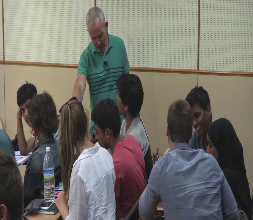 Gavin Melles interacting with students during the class -