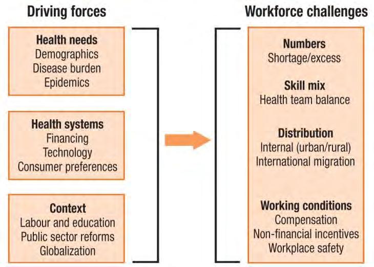 Forces driving the workforce Education Retention Source: The World Health