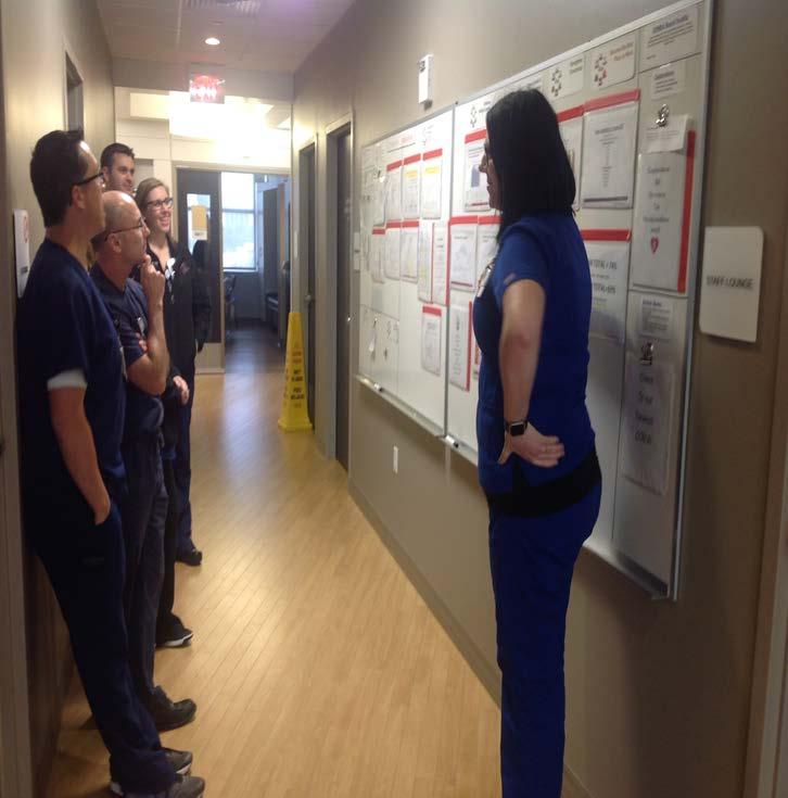 Presenting the Plan at the GEMBA The action plan was posted & presented at GEMBA board sessions on stakeholder units or departments: ICU,