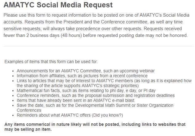 AMATYC Social Media Request Form
