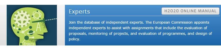 Register as an expert Participant Portal (PP) http://ec.europa.eu/research/participants/portal/desktop/en/experts /index.
