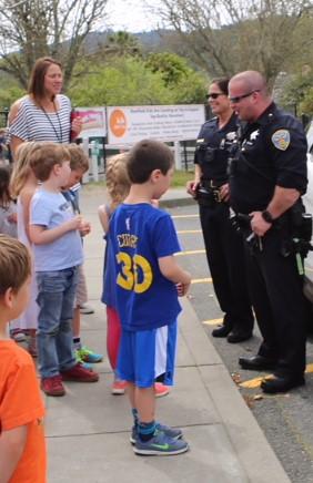 Officer Zuckerman and Officer Granucci addressed the Pre-Kindergarten and Kindergarten classes regarding the duties of police officers, safety around dangerous items, and stranger danger.
