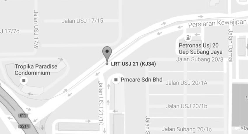 Figure 18: Location of Wawasan LRT Station USJ Station 4 USJ 21 USJ 21 Station is located at Persiaran Kewajipan.
