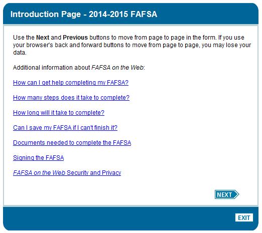 FAFSA Introduction Page