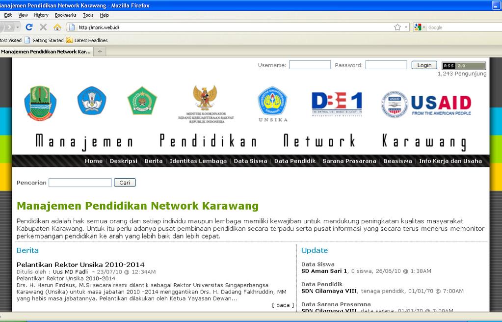 Figure 5.1 Screen Shot of MP_Ka@Network (http://mpnk.web.id) Karanganyar, Central Java.