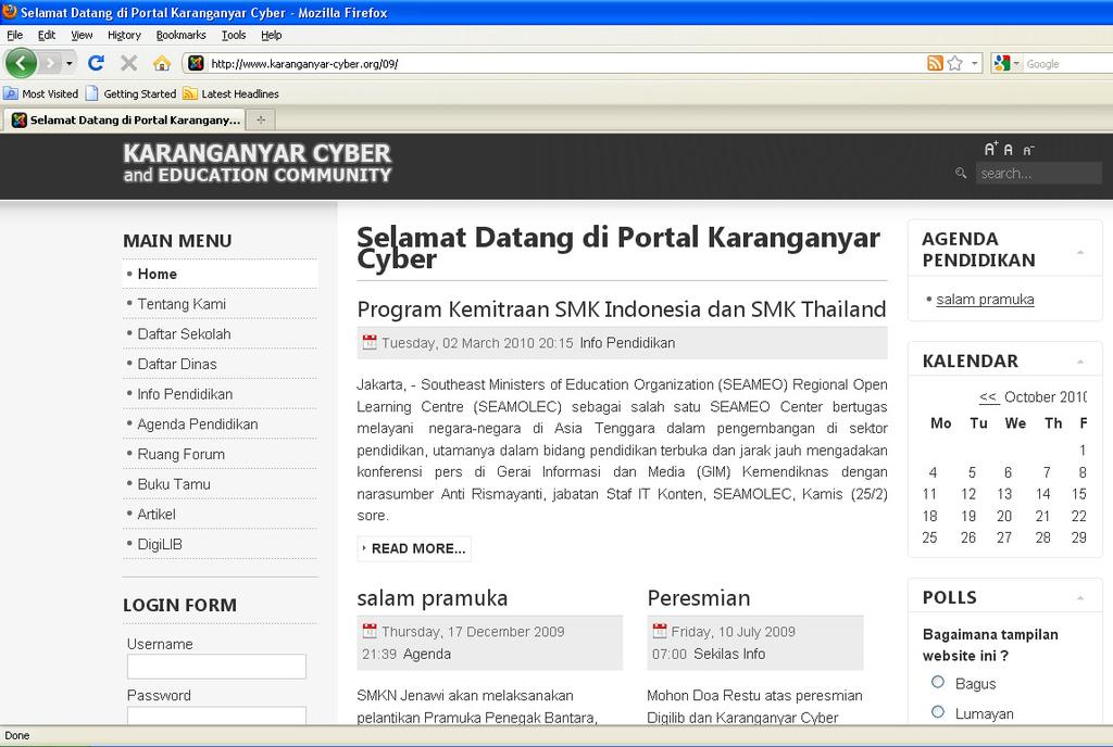 Figure 5.2 Screen Snapshoot of Karanganyar Cyber and Education Portal (www.