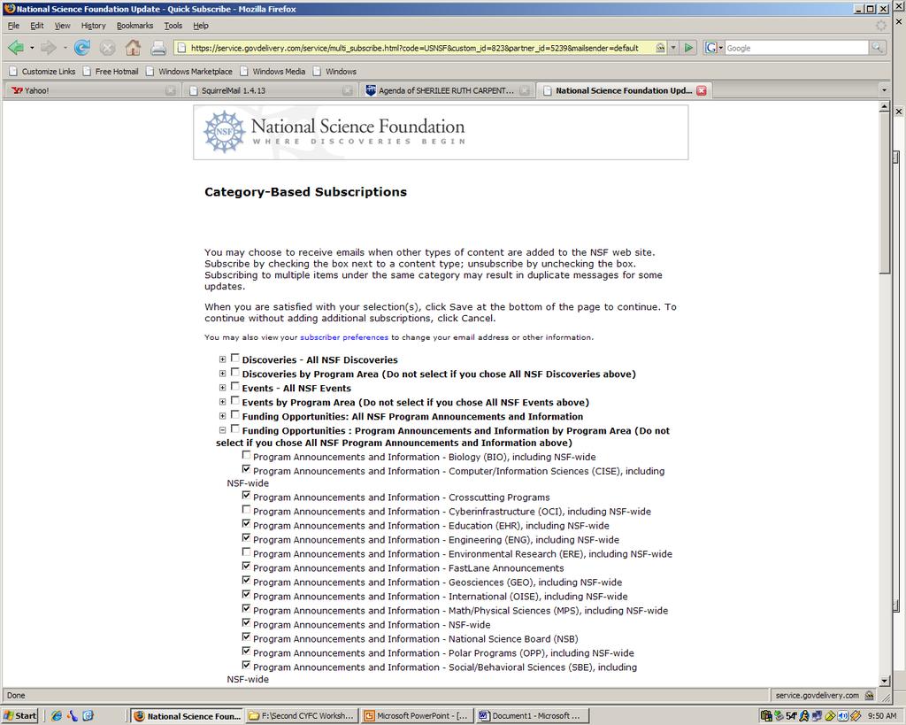 Subscribe to NSF Updates for Automatic Funding Alerts