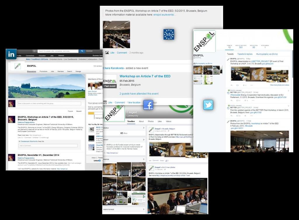 Table 2: ENSPOL Social Media Accounts. Facebook 85 Likes Twitter 80 Followers LinkedIn 129 Members 2014-myEuropa.