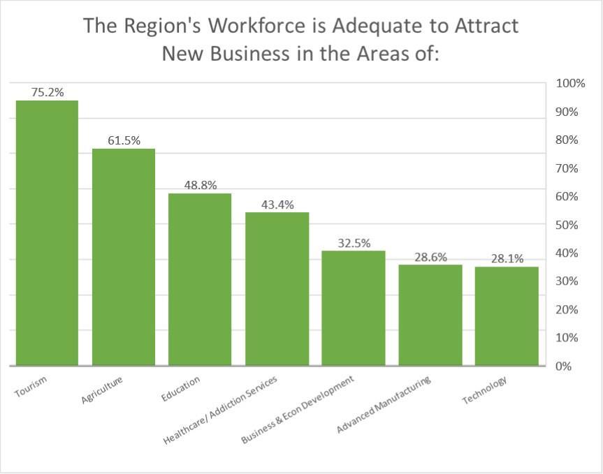 Respondents were asked to identify from specified categories, where the region s workforce is adequate to attract new business for the region (respondents were able to select all that applied).