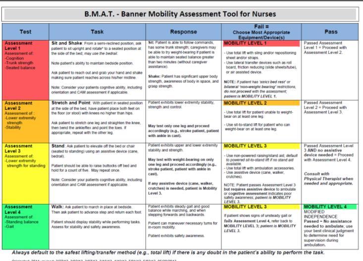 Patient mobility assessment Step 1: Assess patient s mobility level Step 2: