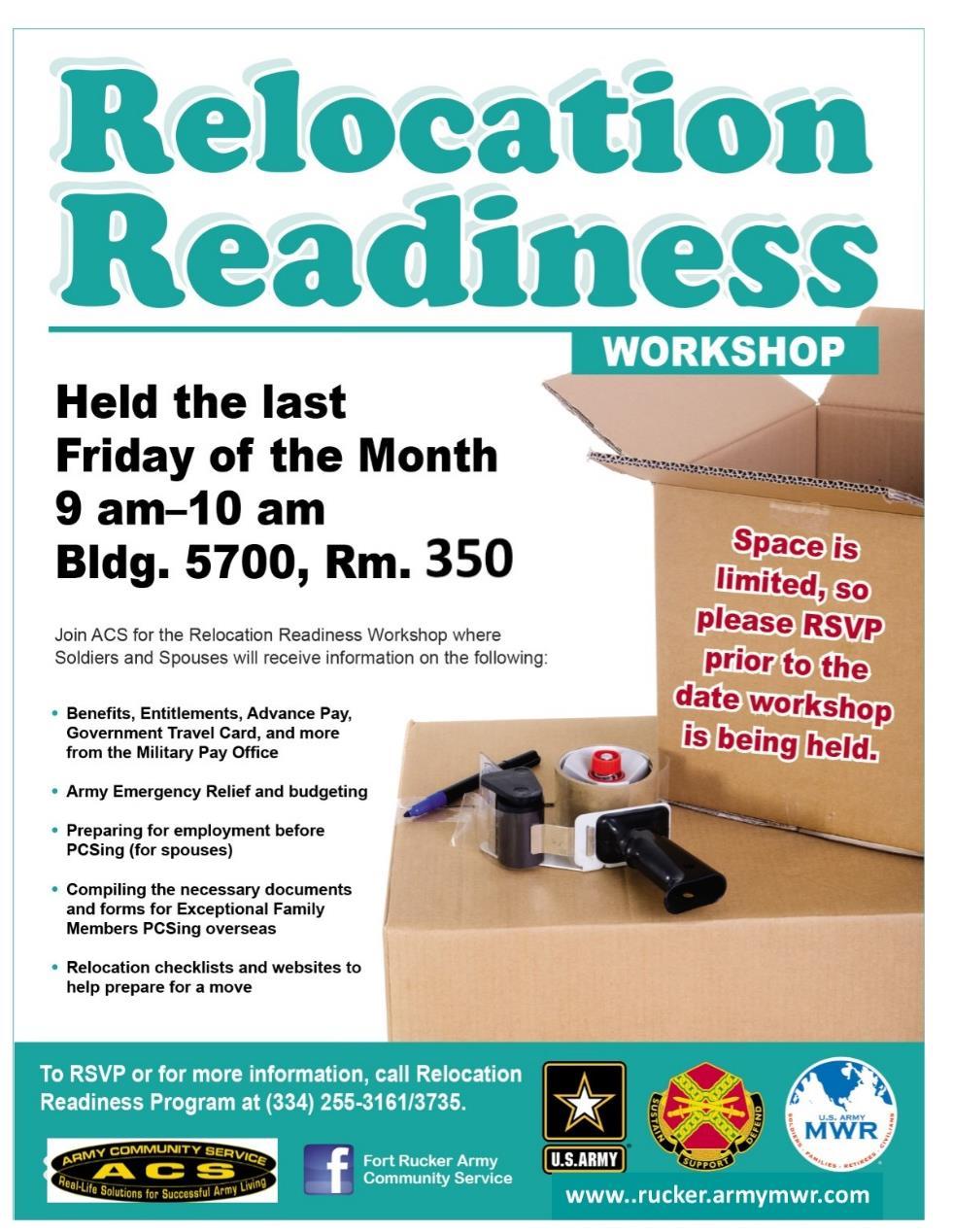 Army Community Service If this is your first move, join us at our Relocation Readiness Workshop.