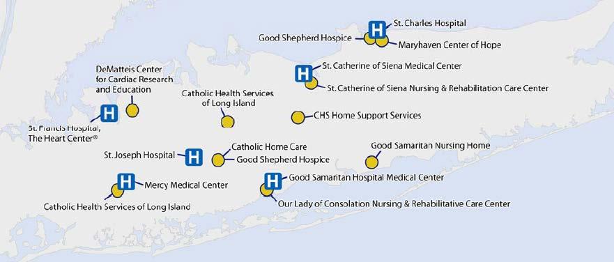 OVERVIEW 2 CHS has facilities across Nassau and Suffolk Counties, includes six hospitals, three skilled nursing facilities, a regional home health agency, hospice and a multiservice, community-based