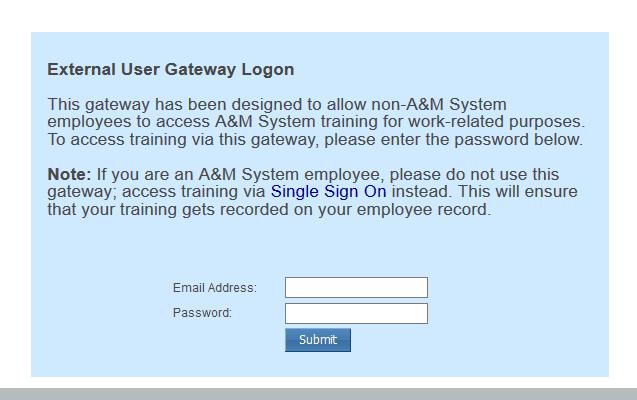 Lab Safety Training To be in compliance you are required to take Lab Safety Training either in person or on line through TrainTraq External Gateway. Instructions to access the gateway: 1.