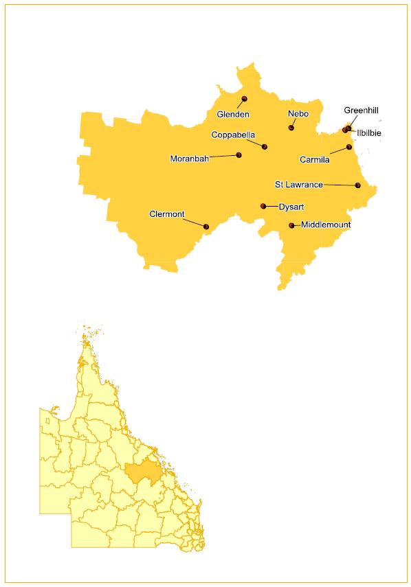 Snapshot of Moranbah and Dysart The towns of Moranbah and Dysart are located within the Isaac LGA in Central Queensland (Figure 1).