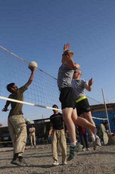 Soldiers participates in FOB Lightning Memorial sports activities to pay their