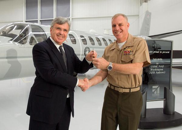 By Rob Koon, NAVAIR Public Affairs The United States Marine Corps and Naval Air Systems Command took delivery of the thirteenth and last military version of the Cessna Citation Encore, the UC-35D, at