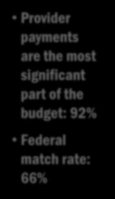 part of the budget: 92% Federal match rate: 66%