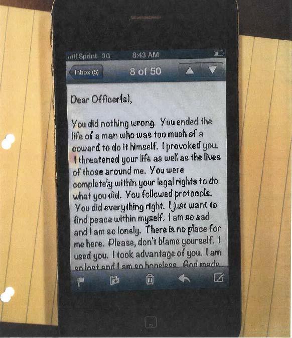 Image 9: Letter addressed to Officer(s) recovered from Hoffman s iphone after the shooting D.