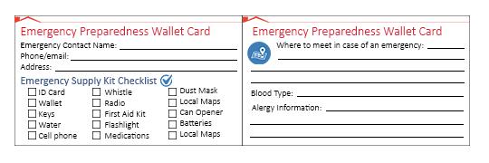 APPENDIX 3: EMERGENCY WALLET CARD Instruct yur staff t fill ut and print the card belw t keep in their wallets fr use in an emergency.