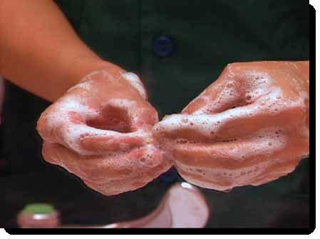 How to Wash Hands 1. Moisten hands 2. One pump of soap onto hands 3. Mechanically wash all surfaces including under nails for 15 seconds 4. Thoroughly rinse 5.