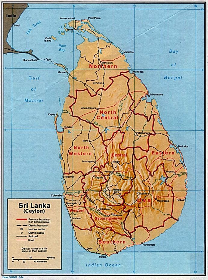 Sri Lanka Land Area: 65,610 Sq.