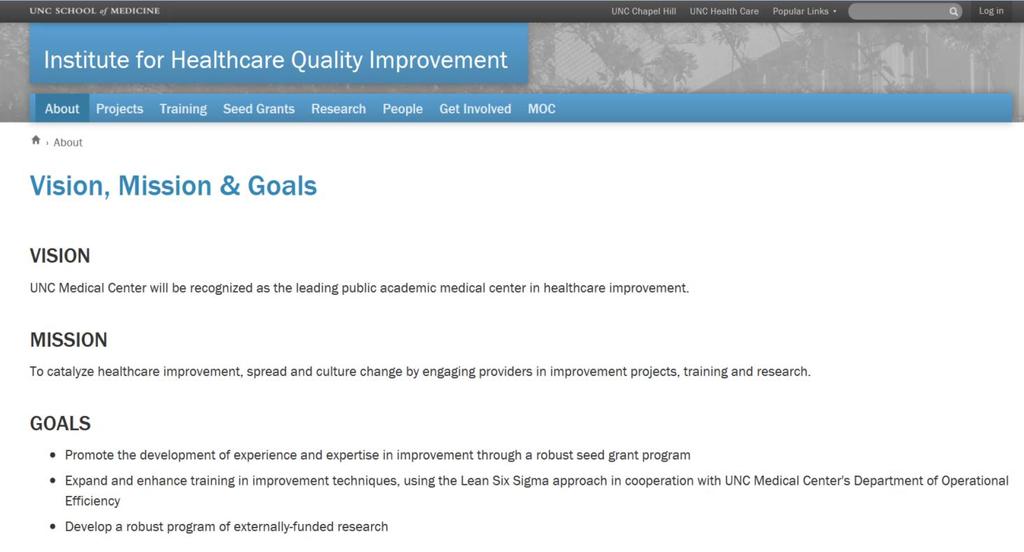The UNC Institute for Healthcare Quality Improvement (IHQI) Seed Grant Program promotes the development of