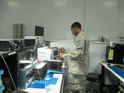 Pictured above: Avionics Systems Repairman SGT Dwayne Graves does performance testing on unclassified