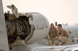 Shane A. Cuomo This A-10 got a ripped-up right engine, courtesy of an Iraqi missile.
