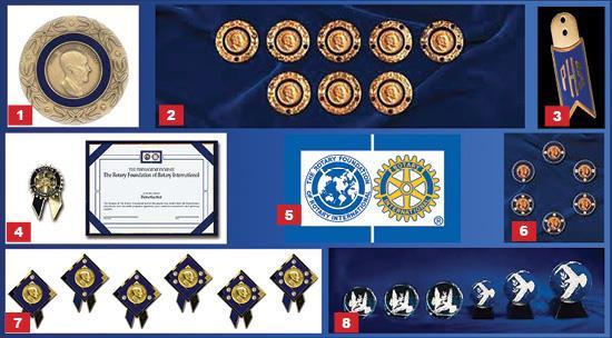 Page 5 Paul Harris Recognition What do all the pins mean? 1. Paul Harris Fellow (PHF) pin, when you give $1,000 or more to the Annual Fund, PolioPlus, or an approved Foundation grant. 2.