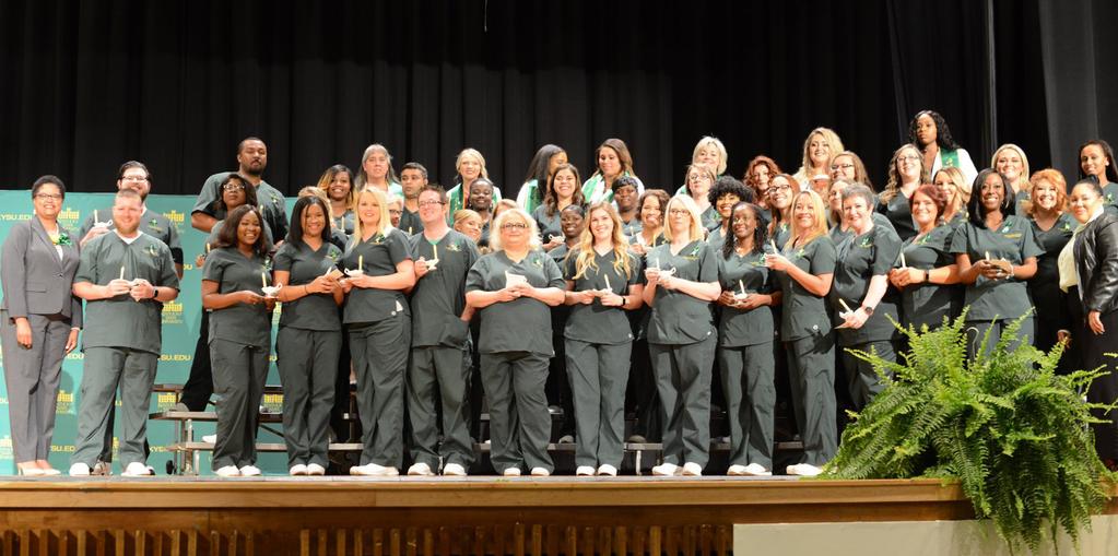 2018 Pinning and Recognition Ceremony The School of Nursing and Health Sciences Pinning & Recognition ceremony was held in the David H. Bradford Hall of the Carl H. Smith Auditorium on May 11, 2018.