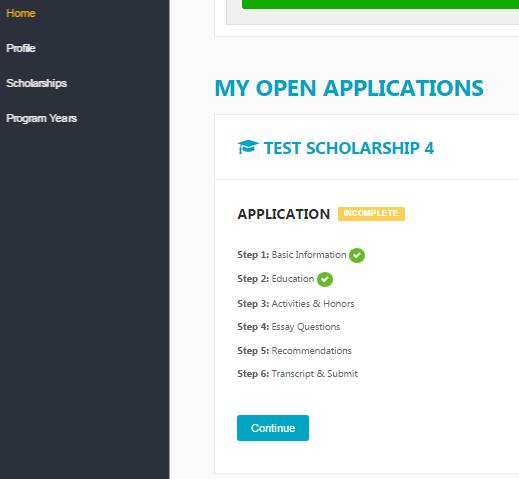 You can preview how each question/section will appear to student applicants. Active students can access any open scholarship application in the home page of their ACE profile in the Apply Now!