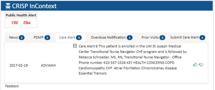 Point of Care: Care Alerts Care Alert: a short description of critical information for patient care generated by CRISP participants within their EHR. Mr.