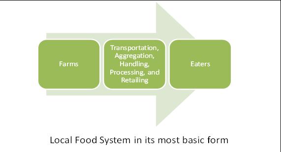 Local Food System The food system includes all processes involved in keeping us fed: growing, harvesting, processing, packaging, transporting, marketing, consuming and