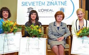 Elīna Škapare, Vaira Vīķe-Freiberga, Dr.sc.ing. Dagnija Loča. Dr.biol. Una Riekstiņa, fellowship holder in 2010.