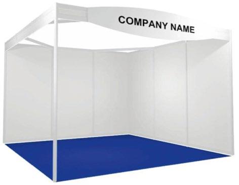 Booth equipment CHF 300. per sqm White walls, spotlights, name panel as shown on the illustration below (Stand surface covered by CICG s carpet, which is reddish brown).