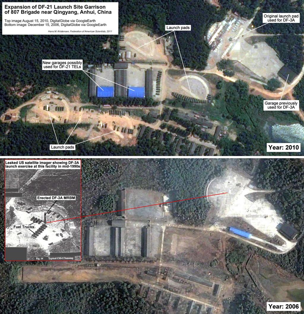 Monitoring deployment at Qingyang (Anhui) in eastern China 2006-2010: Upgrade from DF-3A to DF-21 2011: Identification of site as the one