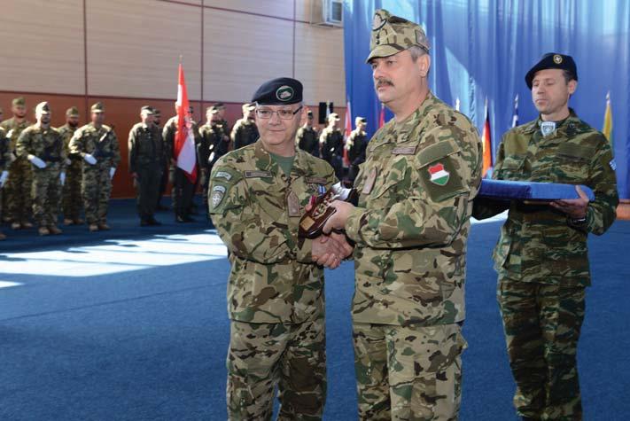 Janos, I recognise how tirelessly you acted in close cooperation with my staff and our sub unit commanders in order to fulfil all my tasks and acting always as a force multiplier for the commander.