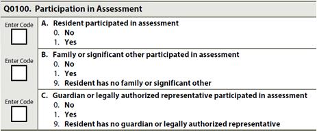 Q0100 Q 1 Q0300 Q 4 Residents who actively participate in the assessment process and in developing their care plan