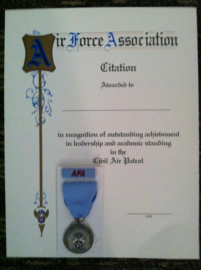 AFA Support to CAP AFA provides each CAP squadron with outstanding CAP Squadron Cadet Award--- ribbon and