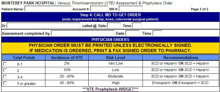 3. VTE Prophylaxis Applicable Departments: Med-Surg, Telemetry, ICU, & MCH There are several changes to the VENOUS THROMBOEMBOLISM (VTE) ASSESSMENT &