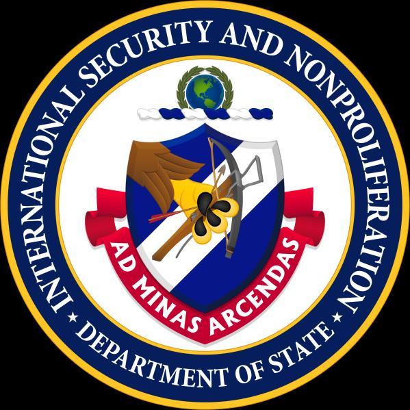 DEPARTMENT OF STATE - BUREAU OF INTERNATIONAL SECURITY AND NONPROLIFERATION SEAL BLAZON Shield: Azure, a bend sinister Argent, overall issuant from dexter chief a demi eagle s claw bendwise,