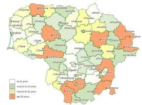 Lithuanian Labour Exchange Unemployment rate on the 1 st of May, 2012 (11,1 percent) The highest unemployment rate: Alytus (18,0 percent), Zarasai (17,7 percent), Ignalina (17,2 percent In the cities