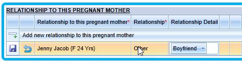 to this Pregnant Mother box. Click Add new relationship to this pregnant mother.