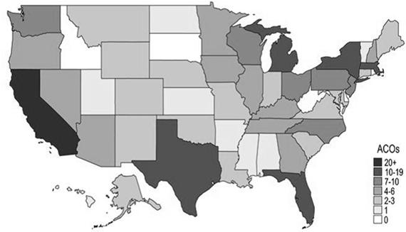 ACO DISTRIBUTION BY STATE In 19 states more than 50% of residents have