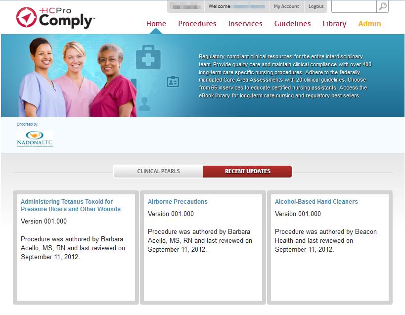 Managing Content in HCPro Comply for Long-Term Care Nursing As an administrator for HCPro Comply for Long-Term Care Nursing at your facility, you are able to