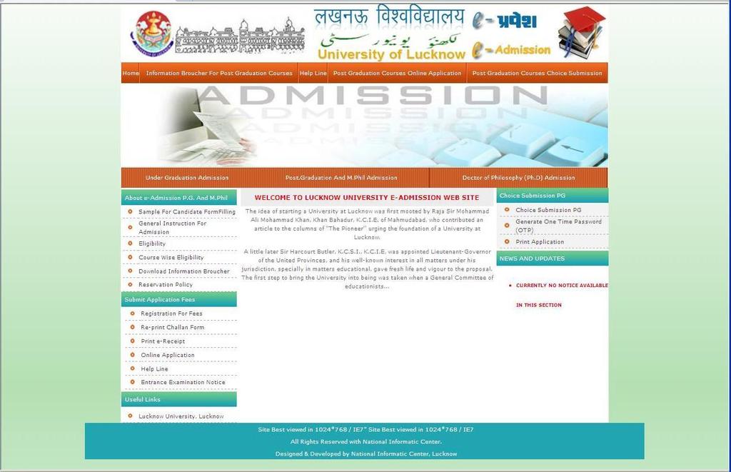 Admissions and read all instructions.