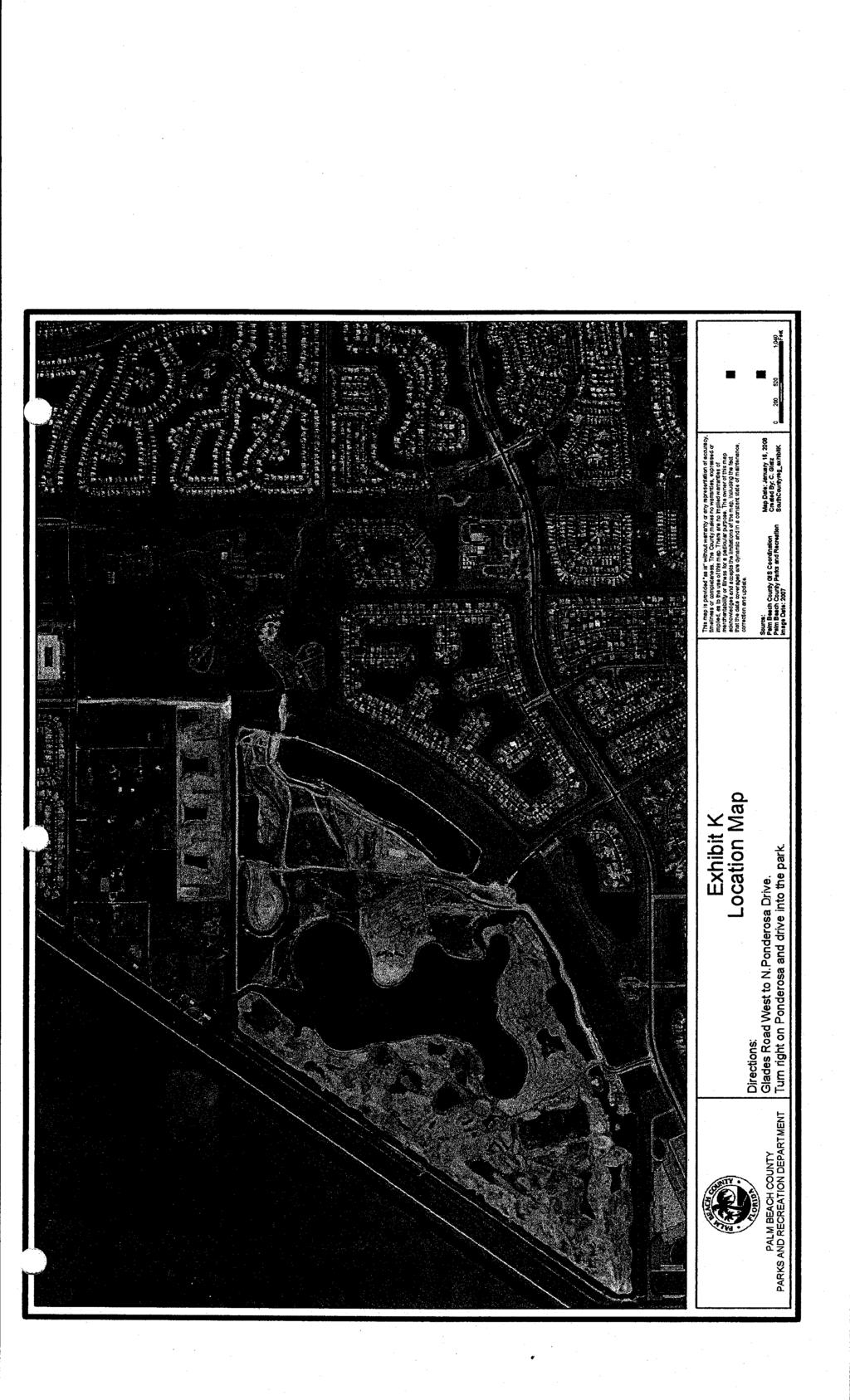 PALM BEACH COUNTY PARKS AND RECREATION DEPARTMENT Exhibit K Location Map Directions: Glades Road West to N.Ponderosa Drive. Tum right on Ponderosa and drive into the park.